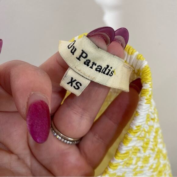 Du Paradis Yellow Animal Print Cotton Voile Midi Sundress XS Fit Flare Summer - Picture 7 of 11